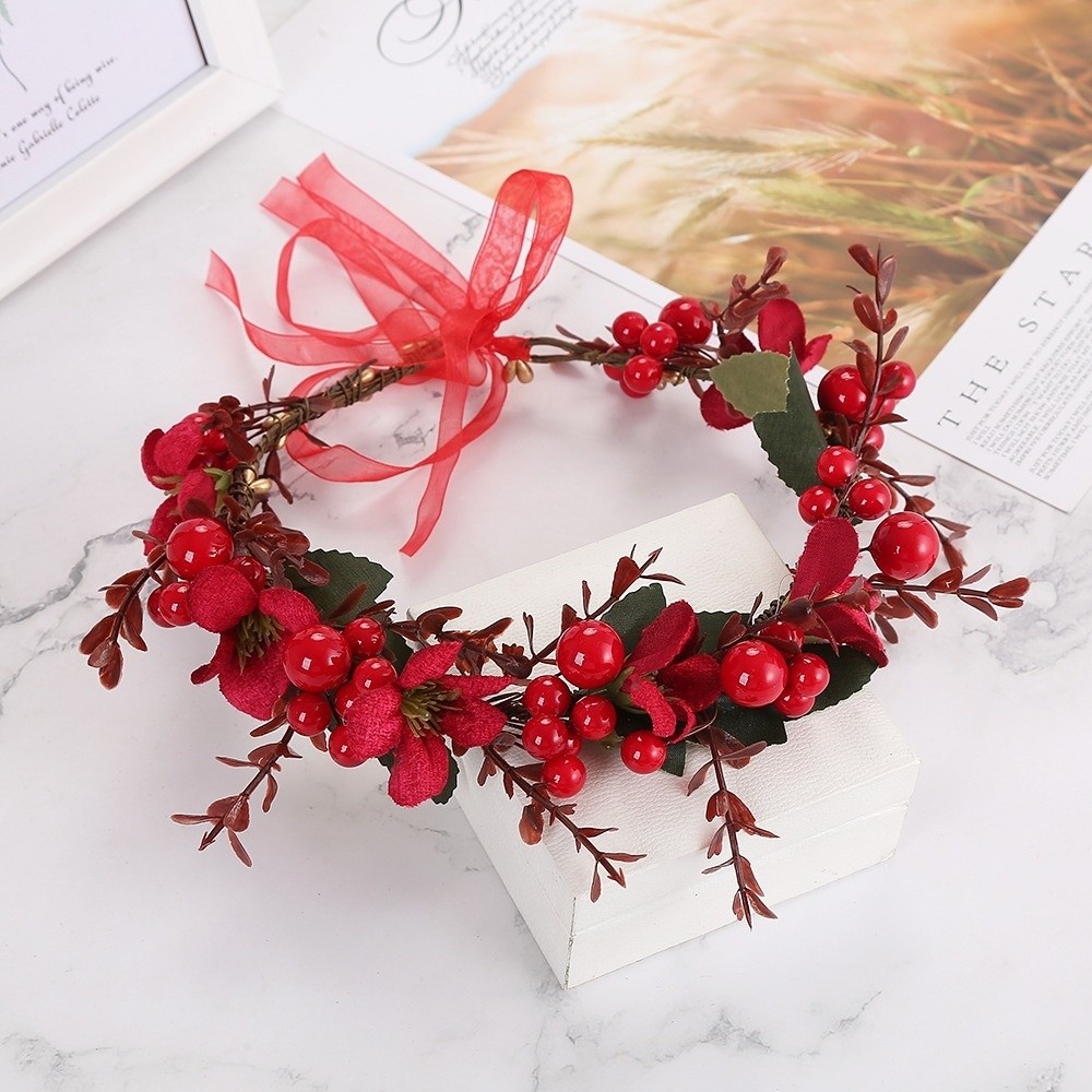 Floral Tape Green - Large Red Berry Garland Red Flower